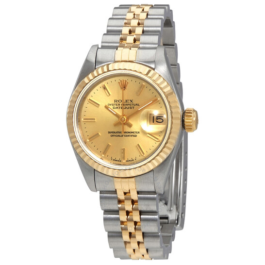 Pre-owned Rolex Datejust Champagne Dial Jubilee Bracelet 26mm Ladies Watch 69173CSJ