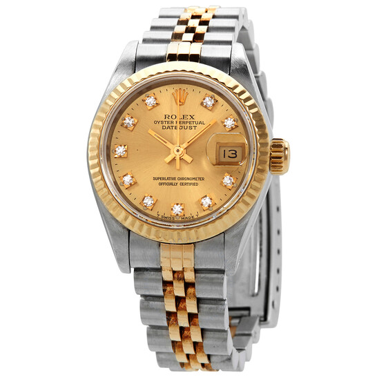 Pre-owned Rolex Datejust Champagne Dial Jubilee Bracelet Ladies 26MM Watch 69173CDJ