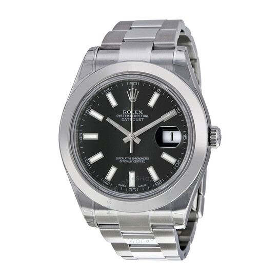 Pre-owned Rolex Datejust II Black Dial Stainless Steel Oyster Bracelet Automatic Men’s Watch 116300BKSO