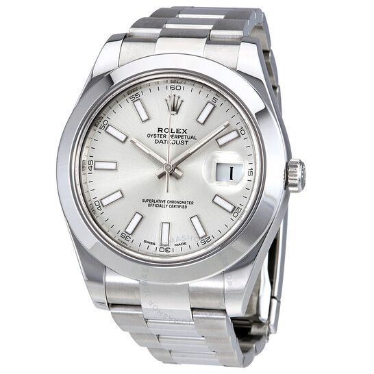 Pre-owned Rolex Datejust II Silver Dial Stainless Steel Oyster Bracelet Automatic Men’s Watch 116300SSO