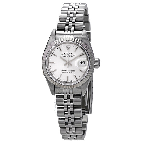 Pre-owned Rolex Datejust Silver Dial Jubilee Bracelet Ladies Watch 69174SSJ