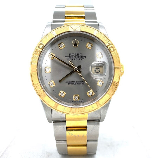 Pre-owned Rolex Datejust Turn-O-Graph Automatic Diamond Silver Dial Men’s Watch 16263 SDO