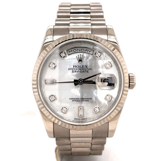 Pre-owned Rolex Day-Date Automatic Diamond Unisex Watch 118239MDP