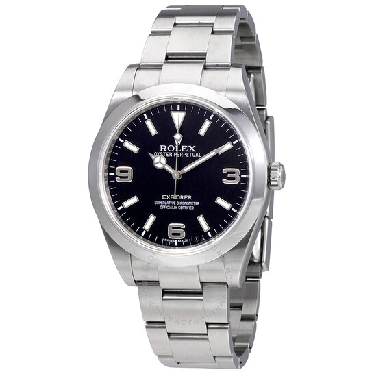 Pre-owned Rolex Explorer Black Dial Stainless Steel Oyster Bracelet Automatic Men’s Watch BKASO