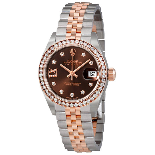 Pre-owned Rolex Lady Datejust Chocolate Brown Diamond Dial Automatic Watch 279381CHRDJ