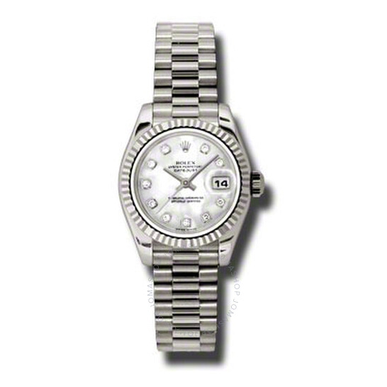 Pre-owned Rolex Lady Datejust Diamond Mother Of Pearl Dial Ladies Watch 179179MDP