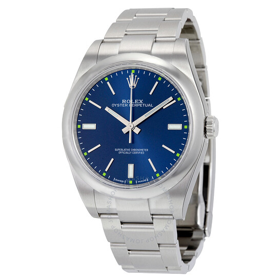 Pre-owned Rolex Oyster Perpetual 39 Automatic Blue Dial Men’s Watch 114300BLSO