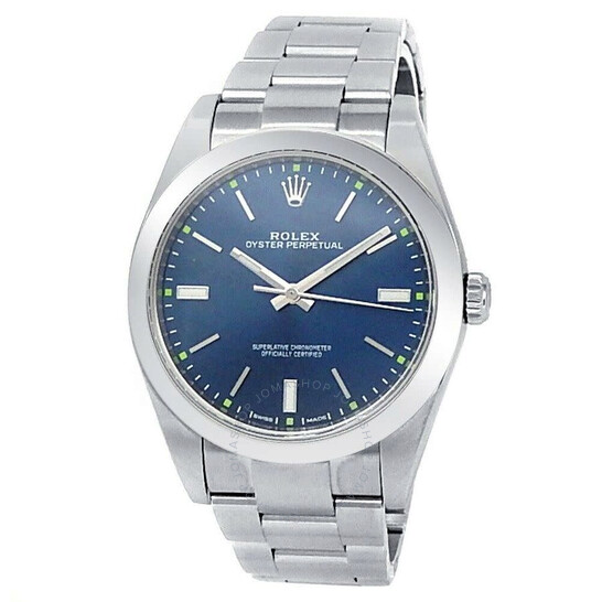 Pre-owned Rolex Oyster Perpetual Automatic Chronometer Blue Dial Men’s Watch 114300 BLSO