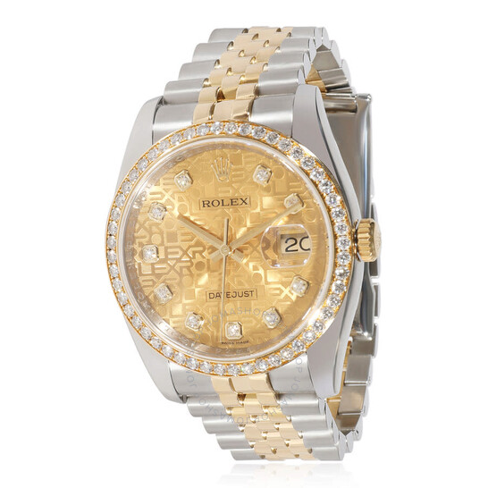 Pre-owned Rolex Oyster Perpetual Automatic Chronometer Diamond Champagne Dial Men’s Watch 116243 CDJ