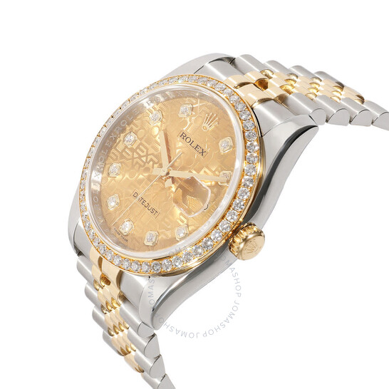 Pre-owned Rolex Oyster Perpetual Automatic Chronometer Diamond Champagne Dial Men’s Watch 116243 CDJ