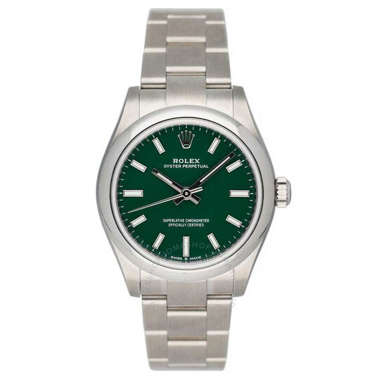 Pre-owned Rolex Oyster Perpetual Automatic Chronometer Green Dial Ladies Watch 277200 GNSO