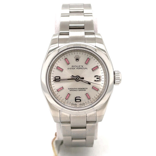 Pre-owned Rolex Oyster Perpetual Automatic Chronometer Silver Dial Ladies Watch 176200SAPSO