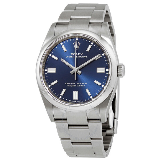 Pre-owned Rolex Oyster Perpetual Blue Dial Men’s Watch 126000BLSO