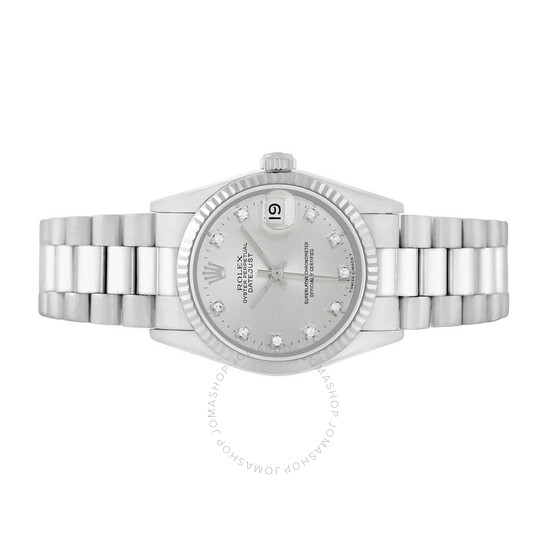 Pre-owned Rolex President Automatic Diamond Silver Dial Ladies Watch 68279 SDP