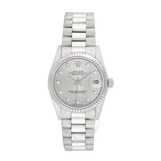 Pre-owned Rolex President Automatic Diamond Silver Dial Ladies Watch 68279 SDP