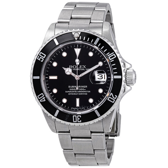 Pre-Owned Rolex Submariner Black Dial Stainless Steel Aluminum Bezel Rolex Oyster Automatic Men’s Watch 16610