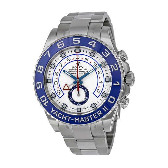 Pre-owned Rolex Yacht-Master II White Dial Stainless Steel Oyster Bracelet Automatic Men’s Watch 116680WAO