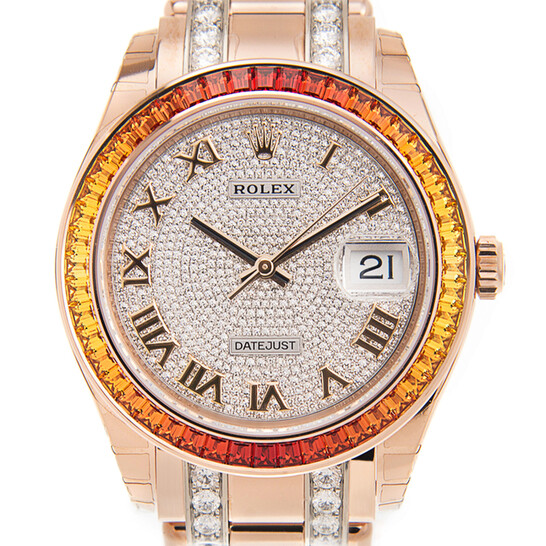 Rolex Airking Silver Arabic Pink Index Dial Engine Turned Bezel Men’s Watch 114210SAPSO