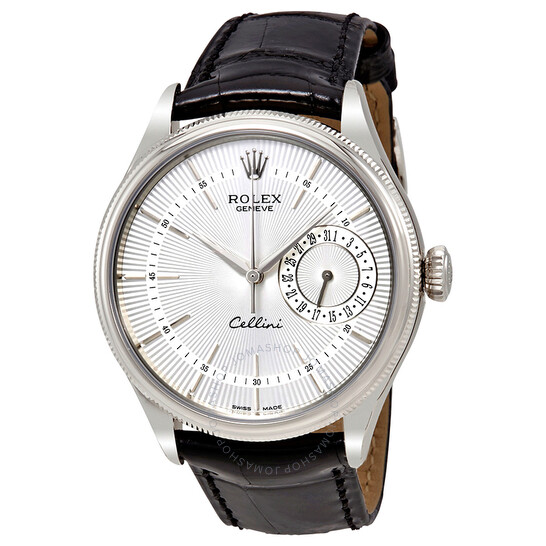 Rolex Cellini Date Silver Dial 18K White Gold Men’s Watch 50519SSBKL