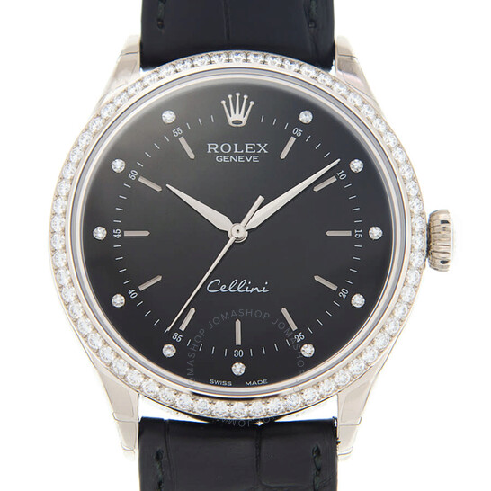 Rolex Cellini Time Automatic Diamond Black Dial Ladies Watch 50709BKDBKL