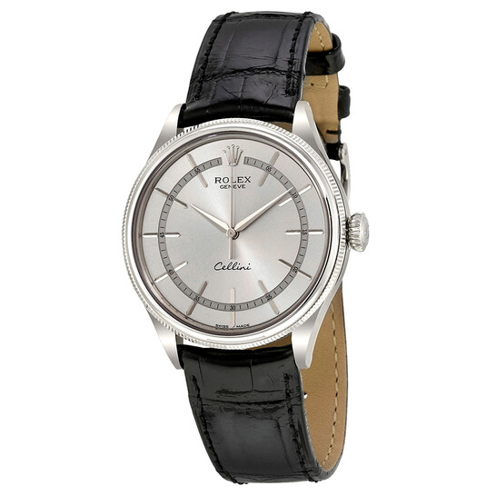 Rolex Cellini Time Silver Dial Automatic Men’s 18 Carat White Gold Watch 50509WSL