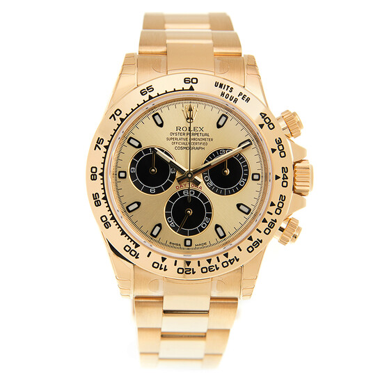 Rolex Cosmograph Daytona Black and Champagne Dial Men’s 18kt Yellow Gold Oyster Watch 116508BKCSO