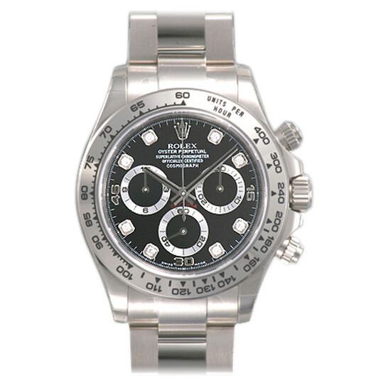 Rolex Cosmograph Daytona Black With 8 Diamonds Dial 18K White Gold Oyster Bracelet Automatic Men’s Watch 116509BKDO