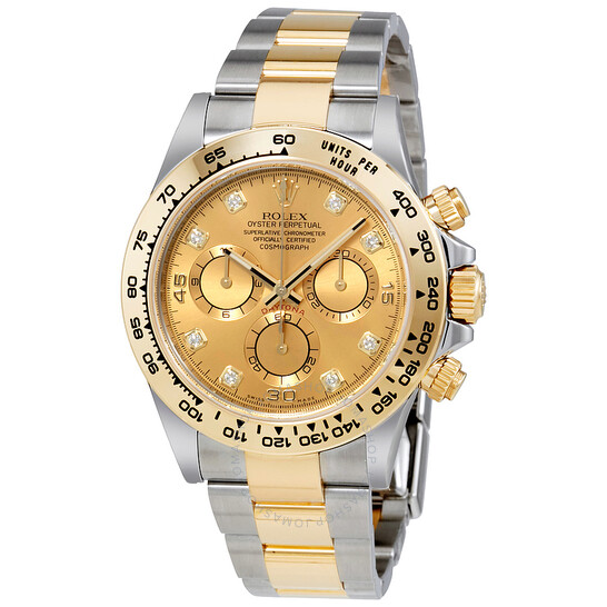 Rolex Cosmograph Daytona Champagne Diamond Dial Steel and 18K Yellow Gold Men’s Watch