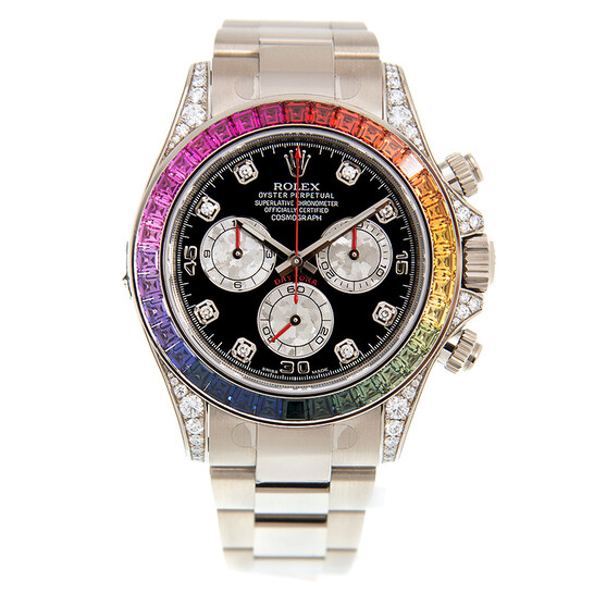 Rolex Cosmograph Daytona Chronograph Rainbow Diamond Black Dial Watch 116599 RBOW