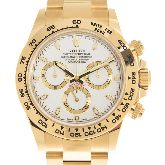 Rolex Cosmograph Daytona White Dial Men’s 18K Yellow Gold Watch 116508WSO