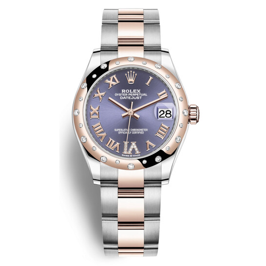 Rolex Datejust 31 Aubergine Dial Automatic Diamond Ladies Steel and 18kt Everose Gold Oyster Watch 278341AURDO