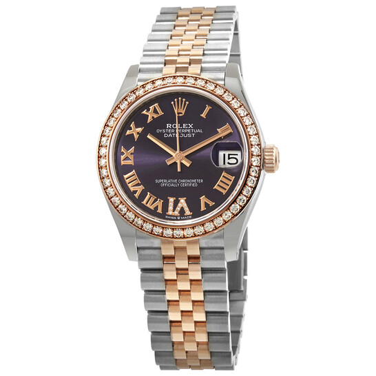 Rolex Datejust 31 Aubergine Dial Automatic Ladies Steel and 18kt Everose Gold Jubilee Watch 278381AURDJ