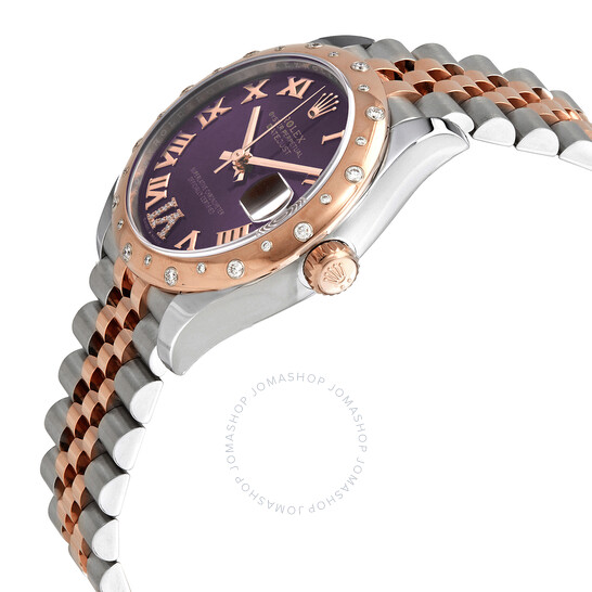 Rolex Datejust 31 Aubergine Dial Ladies Steel and 18kt Everose Gold Jubilee Watch 278341AURDJ