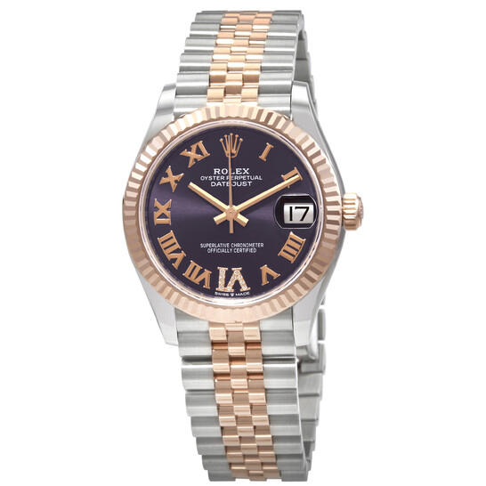 Rolex Datejust 31 Aubergine Diamond Dial Automatic Ladies Steel and 18kt Everose Gold Jubilee Watch 278271AURDJ