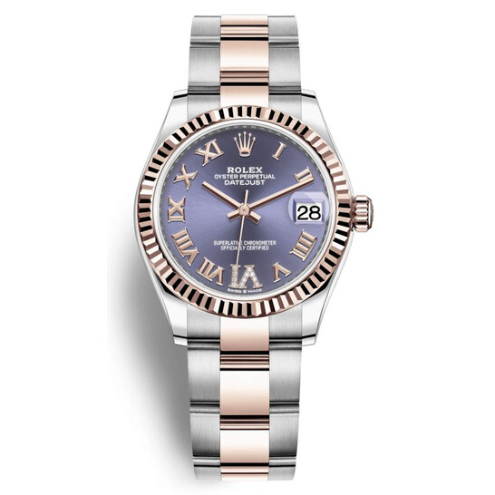 Rolex Datejust 31 Aubergine Diamond Dial Automatic Ladies Steel and 18kt Everose Gold Oyster Watch 278271AURDO