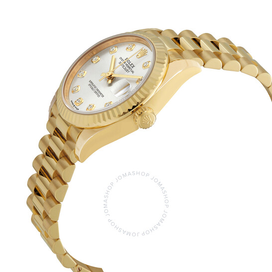 Rolex Datejust 31 Automatic 18kt Yellow Gold Diamond Silver Dial Ladies Watch 278278SDP