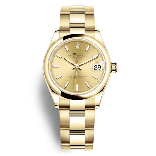 Rolex Datejust 31 Automatic Champagne Dial Ladies 18kt Yellow Gold Oyster Watch 278248CSO