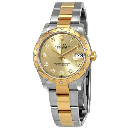 Rolex Datejust 31 Automatic Champagne Diamond Dial Ladies Steel and 18kt Yellow Gold Oyster Watch 278343CDO