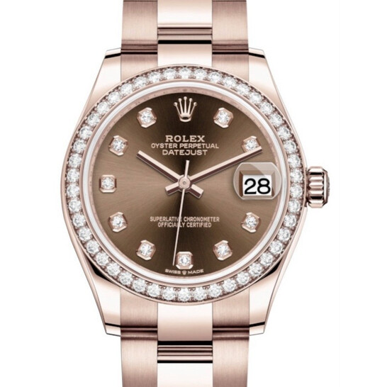 Rolex Datejust 31 Automatic Diamond Ladies 18 ct Everose Gold Oyster Watch 278285CHDO