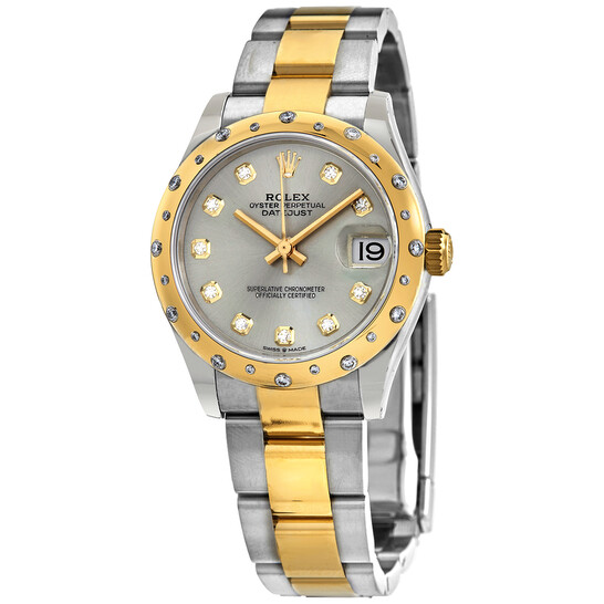 Rolex Datejust 31 Automatic Silver Diamond Dial Ladies Steel and 18kt Yellow Gold Oyster Watch 278343SDO