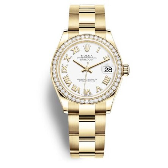 Rolex Datejust 31 Automatic White Dial Ladies 18kt Yellow Gold Oyster Watch 278288WRO