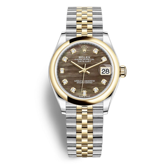 Rolex Datejust 31 Black Mother of Pearl Diamond Dial Ladies Steel and 18kt Yellow Gold Jubilee Watch 278243BKMDJ