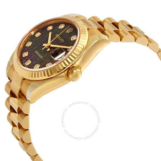 Rolex Datejust 31 Black Mother of Pearl Jubilee Diamond Dial Ladies President Watch 178278BKMJDP