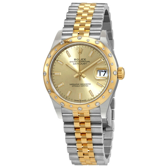 Rolex Datejust 31 Champagne Dial Automatic Ladies Steel and 18kt Yellow Gold Jubilee Watch 278343CSJ