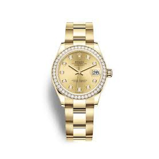 Rolex Datejust 31 Champagne Diamond Dial Automatic Ladies 18kt Yellow Gold Oyster Watch 278288CDO