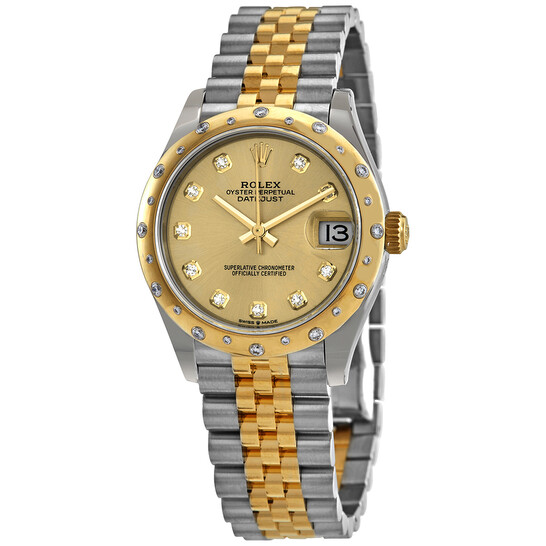 Rolex Datejust 31 Champagne Diamond Dial Automatic Ladies Steel and 18kt Yellow Gold Jubilee Watch 278343CDJ