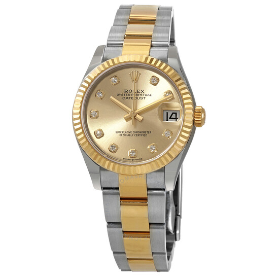 Rolex Datejust 31 Champagne Diamond Dial Automatic Ladies Steel and 18kt Yellow Gold Oyster Watch 278273CDO