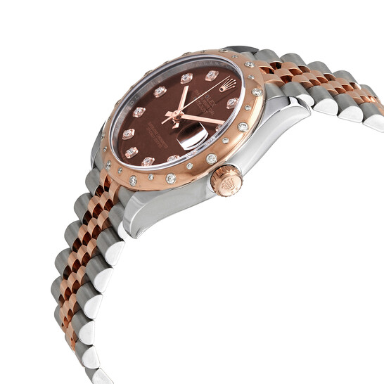 Rolex Datejust 31 Chocolate Diamond Dial Automatic Ladies Steel and 18kt Pink Gold Jubilee Watch 278341CHDJ