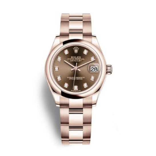 Rolex Datejust 31 Chocolate Diamond Dial Ladies 18 ct Everose Gold Oyster Watch 278245CHDO