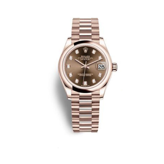 Rolex Datejust 31 Chocolate Diamond Dial Ladies 18 ct Everose Gold President Watch 278245CHDP